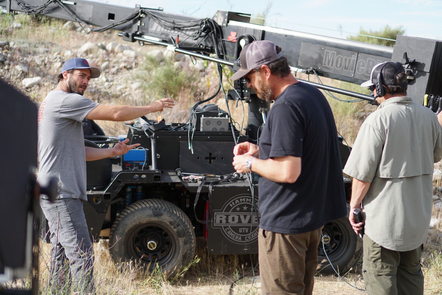 Derrek Horn working with the technocrane team on location