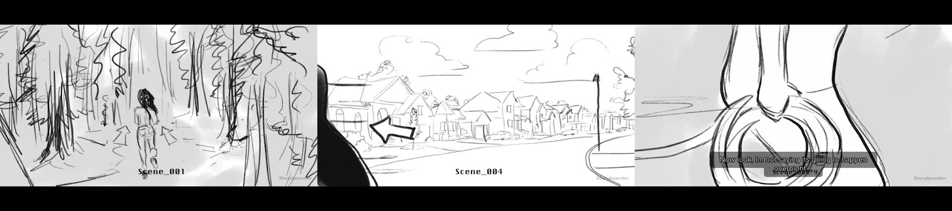 Storyboard frames developed for Preparation Z
